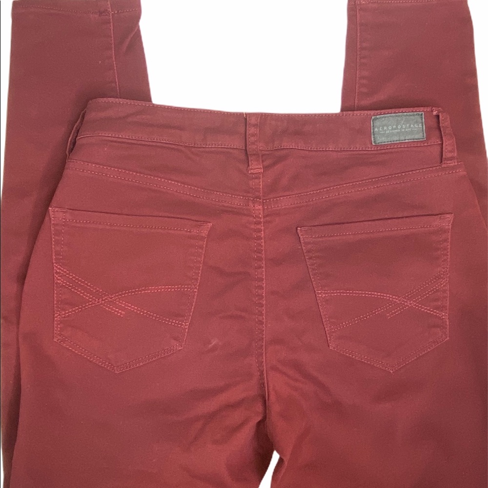 Aeropostale High Waisted Skinny Burgundy Jeggings - Picture 7 of 16